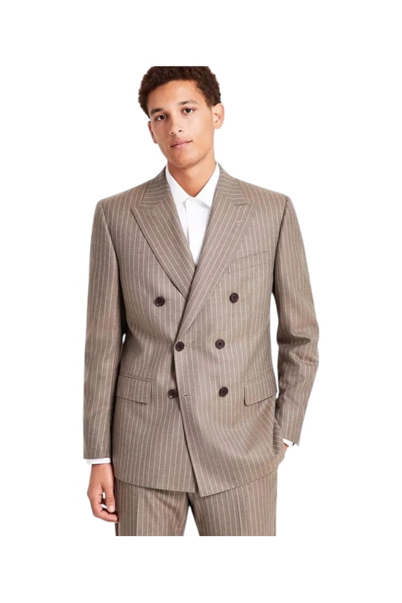 Mens Classic fit Double Breasted Suit Jacket Blazer 38 R Brown