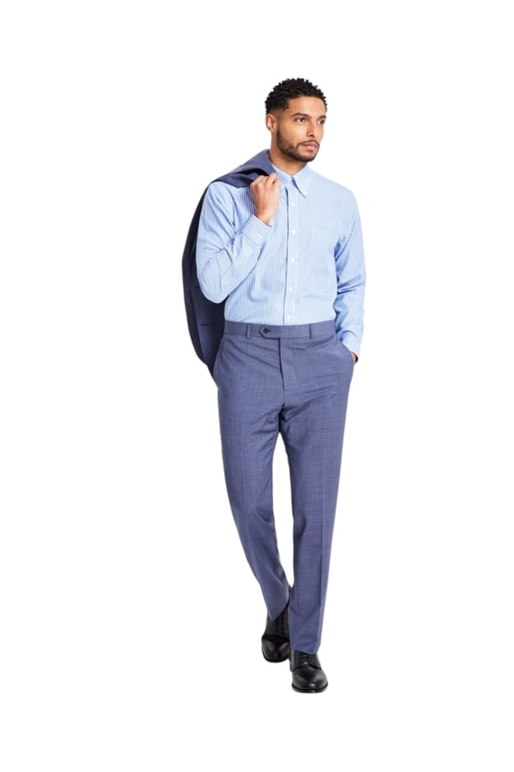 Mens Classic fit Dress Pants 32 / 30 Blue Geometric Stretch