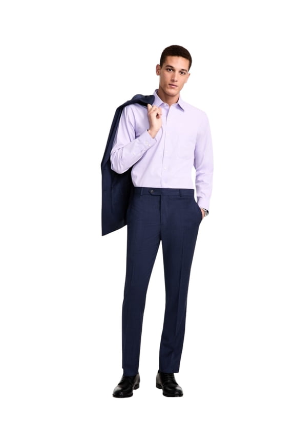 Mens Classic fit Dress Pants 32 / 32 Navy Blue Striped Stretch