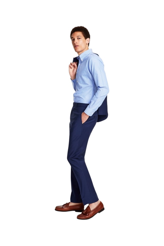 Mens Classic fit Wool Cotton Dress Pants 40 / 32 Blue Solid
