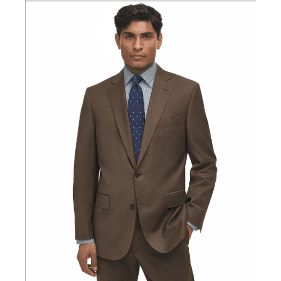 Brooks Brothers Mens Classic fit Sport Coat Blazer 46 R Brown Solid Stretch
