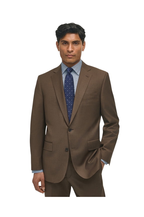 Mens Classic fit Sport Coat Blazer 46 R Brown Solid Stretch
