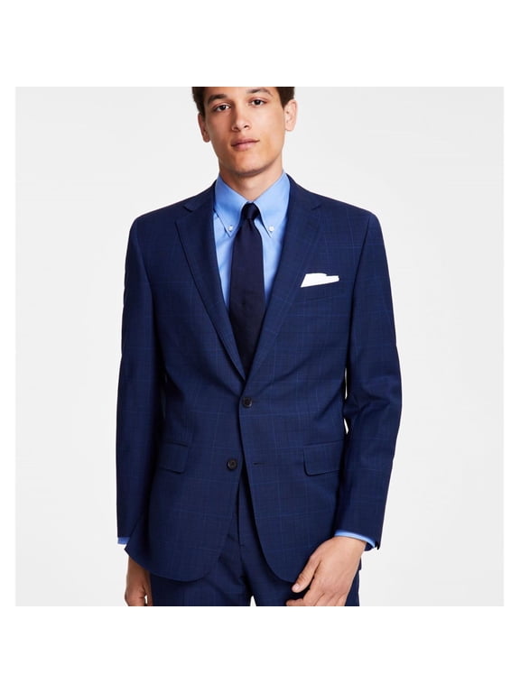 Mens Natural Stretch Two Button Blazer Jacket, Blue, 40 Regular