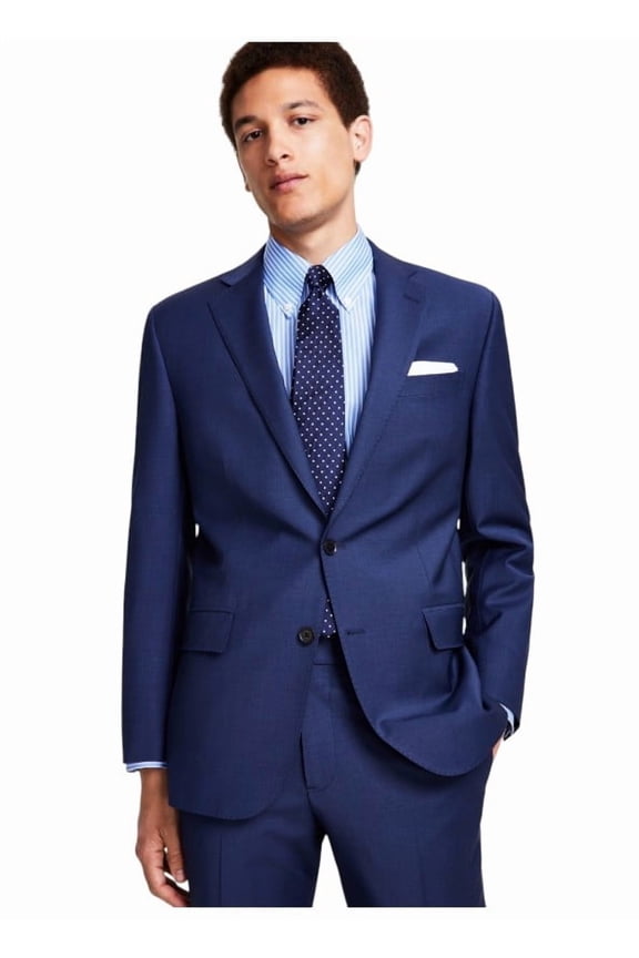 Mens Classic fit Suit Jacket Blazer 40 R Navy Blue Solid Stretch