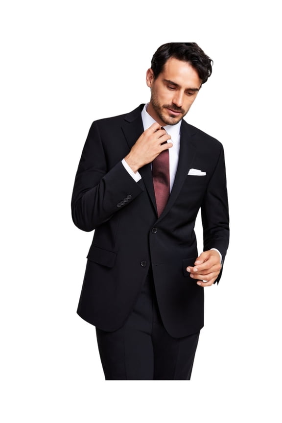 Mens Classic fit Suit Jacket Blazer 40 S Black Solid Stretch