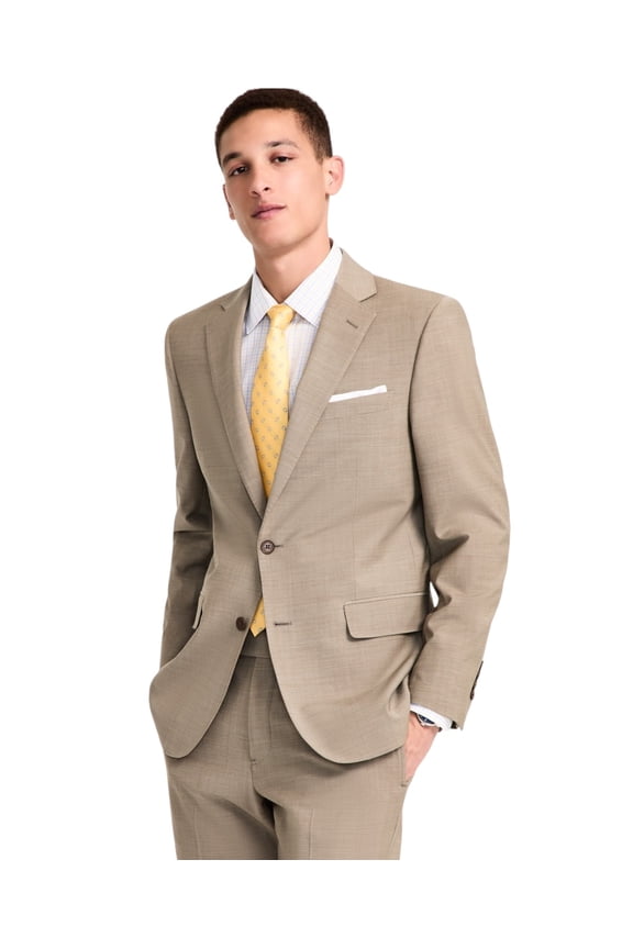 Mens Classic fit Suit Jacket Blazer 42 R Beige Solid Stretch