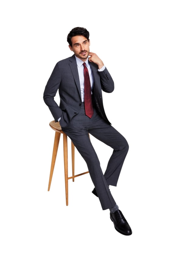 Mens Classic fit Suit Jacket Blazer 42 R Charcoal Grey Solid Stretch