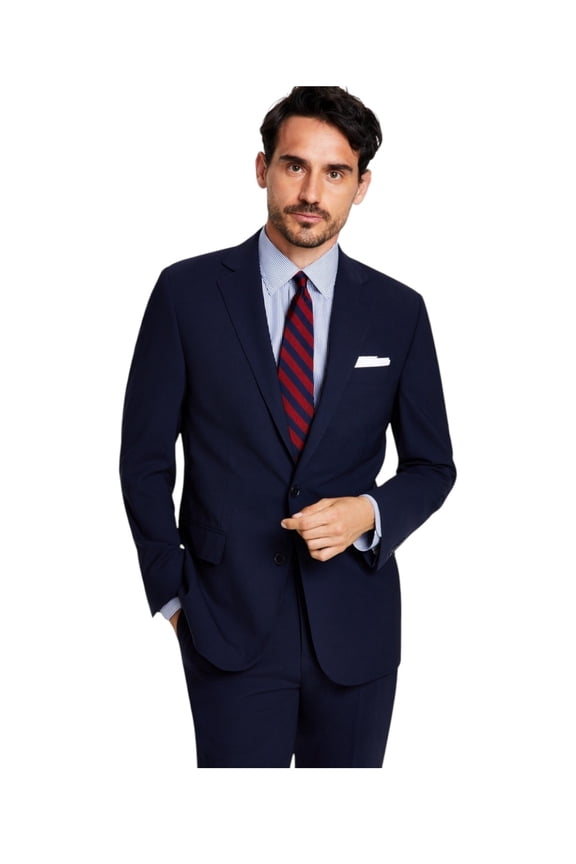 Mens Classic fit Suit Jacket Blazer 46 S Navy Blue Solid Stretch