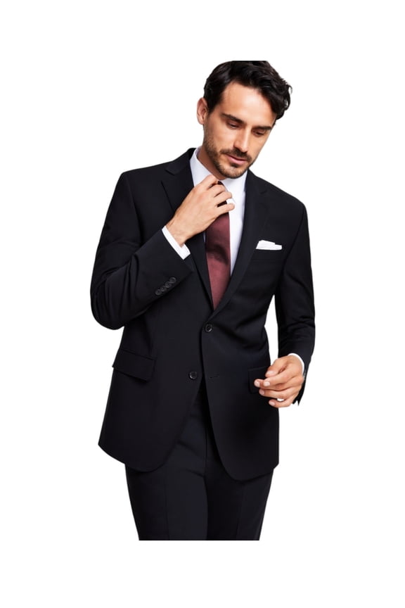 Mens Classic fit Suit Jacket Blazer 52 L Navy Blue Solid Stretch