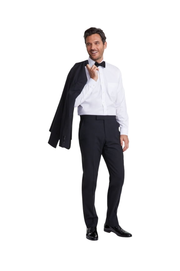 Mens Classic Fit Tuxedo Pants 36 / 32 Black Solid Stretch Wool