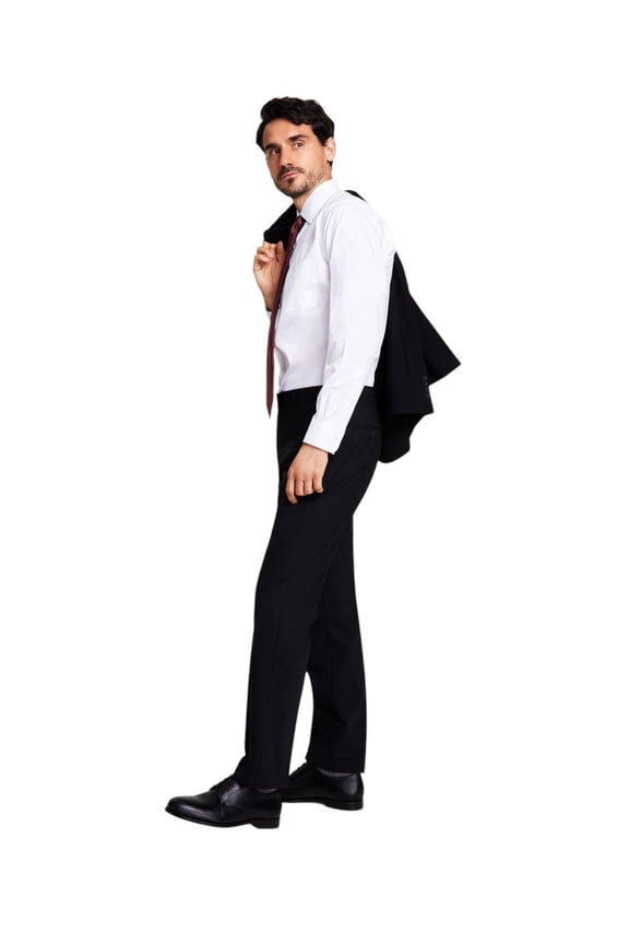 Mens Classic fit Wool Dress Pants 32 / 32 Black Solid Stretch