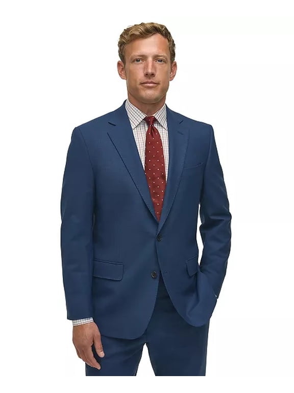 Mens Classic fit Wool Suit Jacket Blazer 44 L Blue Solid Stretch