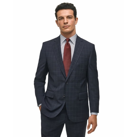 Brooks Brothers Mens Classic fit Wool Suit Jacket Blazer 48 R Navy Blue Check