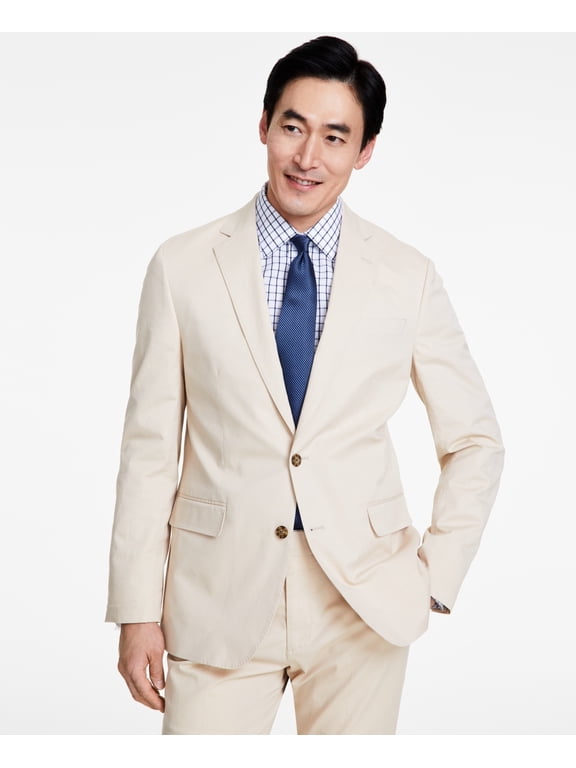 Mens Regular fit Sport Coat Blazer 38 R Beige Solid Stretch