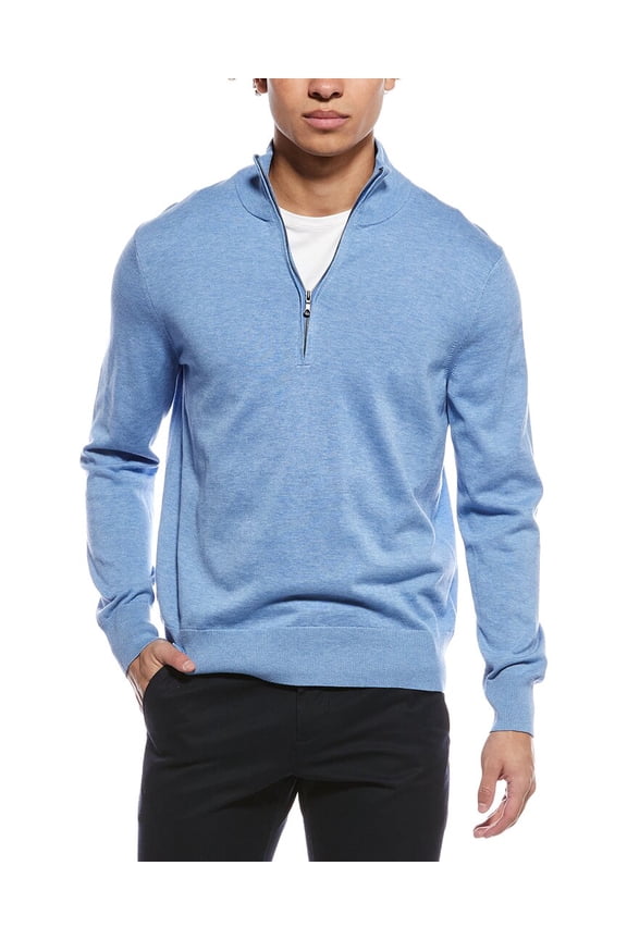 mens 1/2-Zip Mock Neck Sweater, XL, Blue
