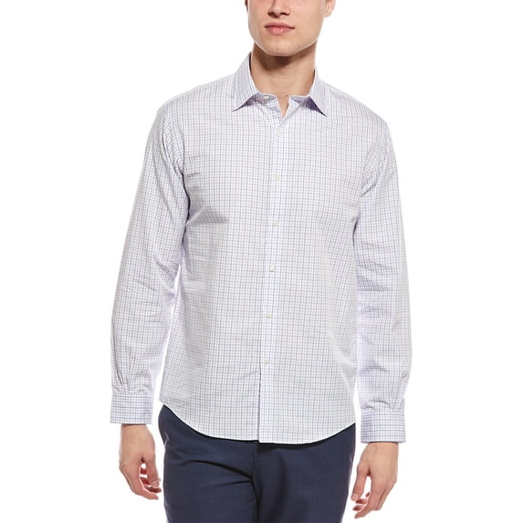 Brooks Brothers mens Check Button Shirt, 15H 30/31, Blue