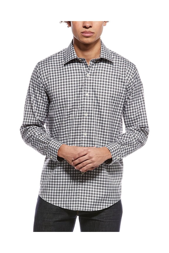 mens Check Button Shirt, 18 35, Black