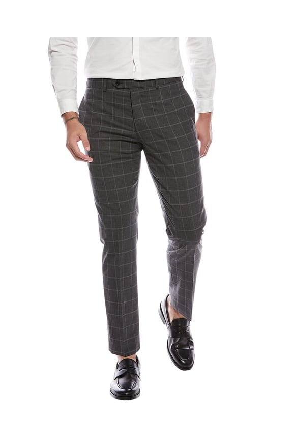 mens  Classic Flat Front Wool-Blend Trouser, 33 32, Gray