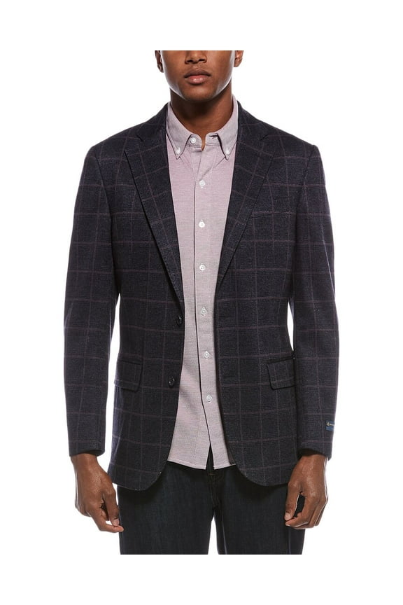 mens Classic Knit Wool-Blend Blazer, 40 REG, Blue