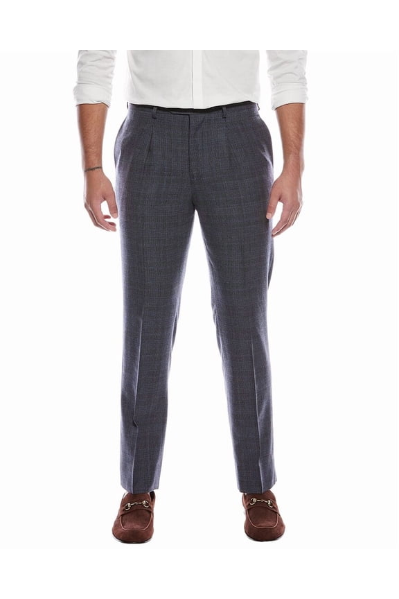 mens  Classic Pleated Wool Trouser, 30 32, Blue