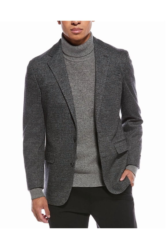 mens Classic Wool-Blend Blazer, 38 REG, Grey