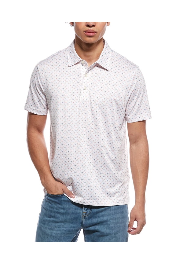 mens Flamingo Polo Shirt, XL, White