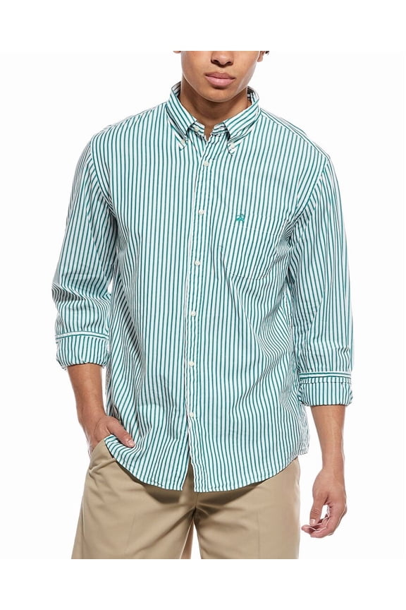 mens Friday Poplin Stripe Shirt, m, Green
