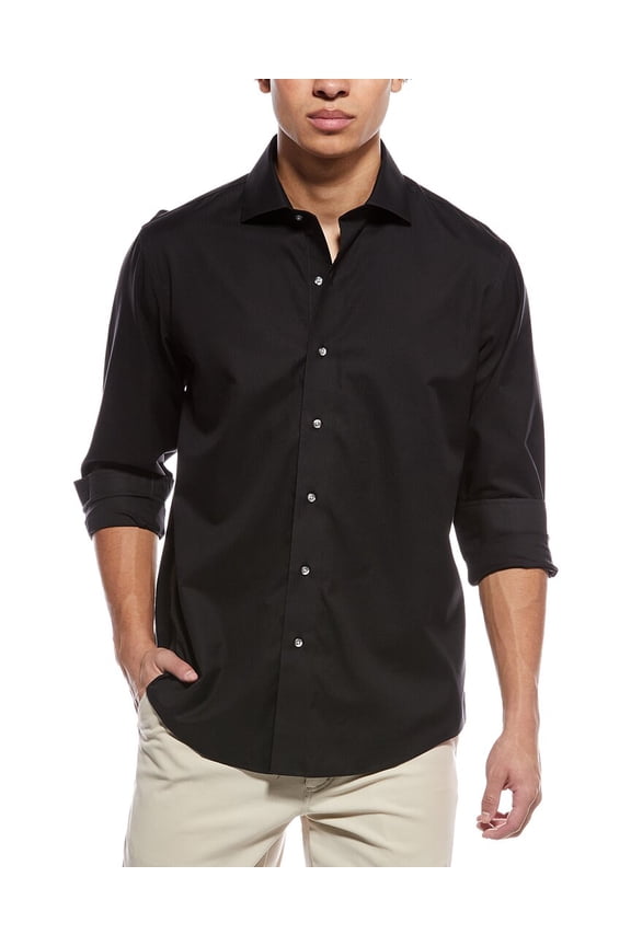 mens Herringbone Shirt, 17 33, Black