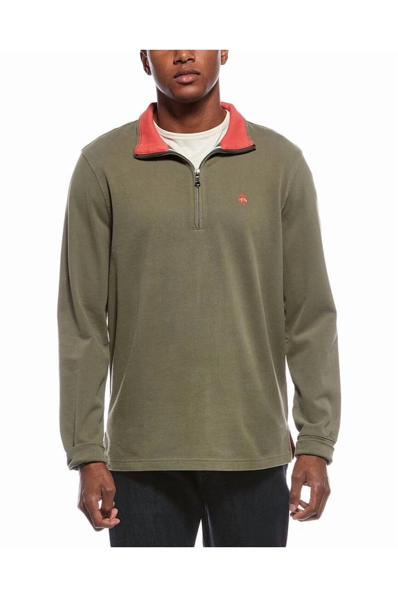 mens Knit Solid 1/4-Zip Pullover, s, Green