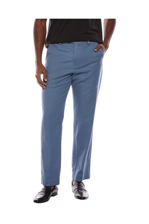 mens Linen-Blend Pant, 30-32, Blue
