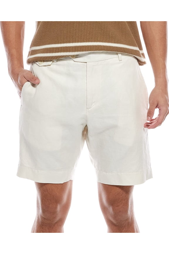 mens Linen-Blend Short, 30, White
