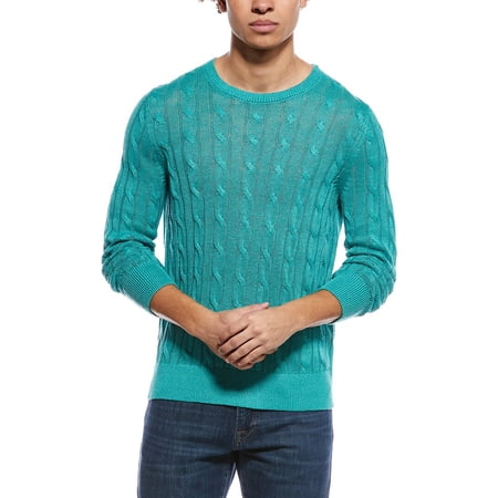 Brooks Brothers mens Linen Cable Crewneck Sweater, m, Blue