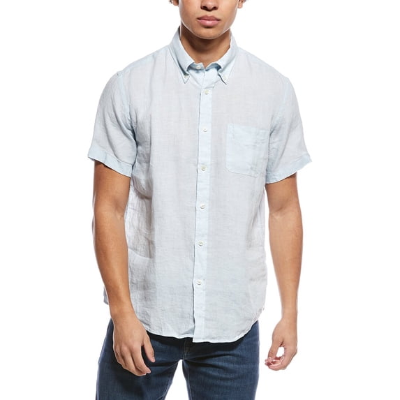 Brooks Brothers mens Linen Shirt, SM, Blue