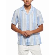 Brooks Brothers mens Linen Stripe Shirt, XL, Blue