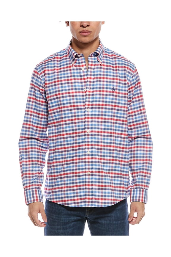 mens Oxford Check Shirt, SM, Red