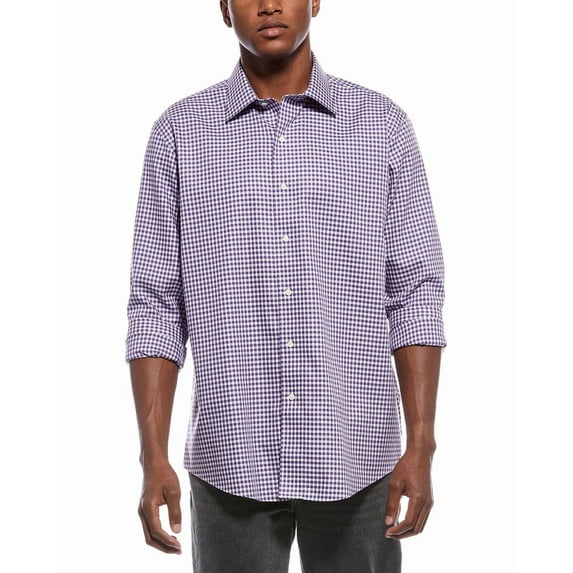 Brooks Brothers mens Pattern Button Shirt, 16H 34/35, Purple