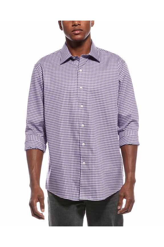 mens Pattern Button Shirt, 17 36/37, Purple
