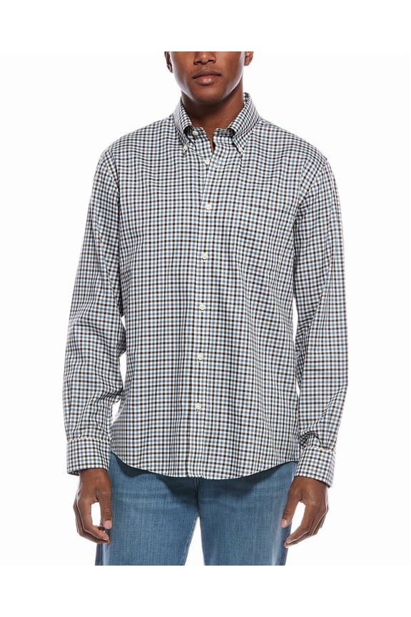 mens Pattern Button Shirt, m, Blue