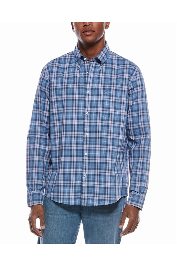 mens Pattern Button Shirt, m, Blue