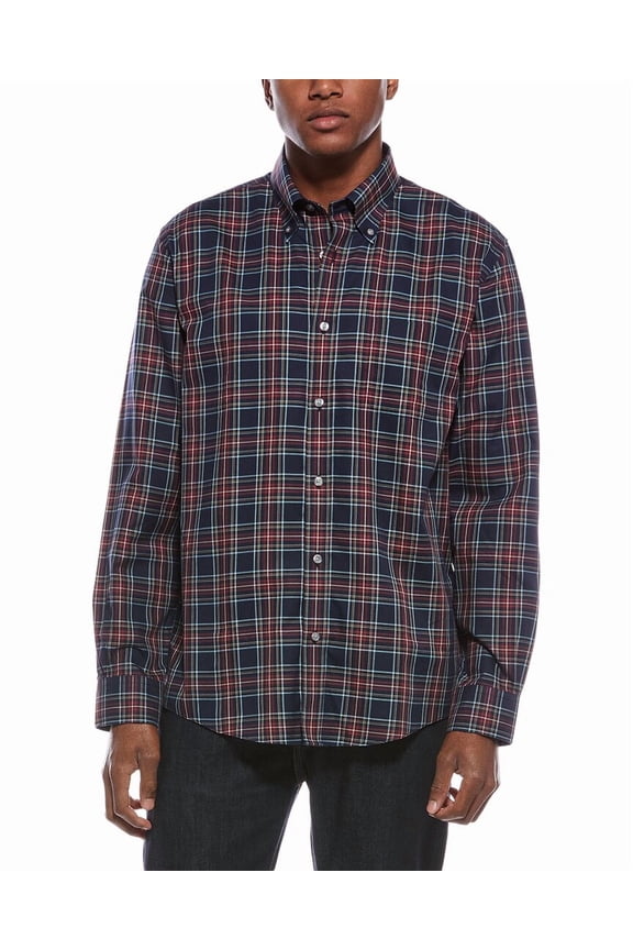 mens Pattern Button Shirt, m, Red