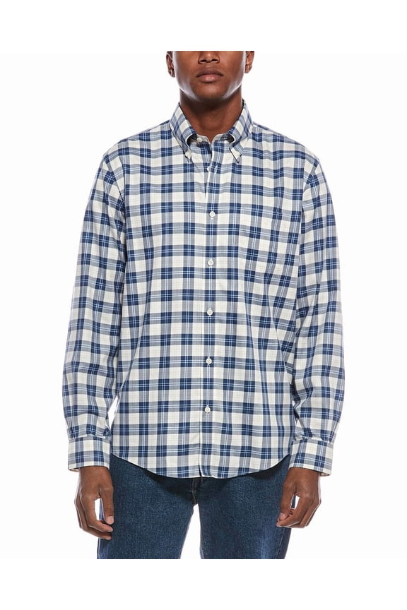 mens Pattern Button Shirt, s, Blue