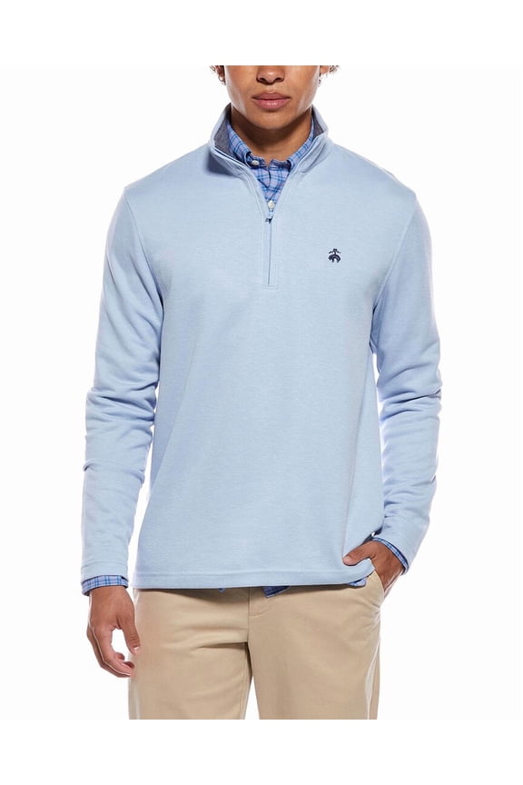 mens Pique 1/2-Zip, l, Blue