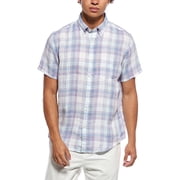 Brooks Brothers mens Plaid Linen Shirt, s, Navy