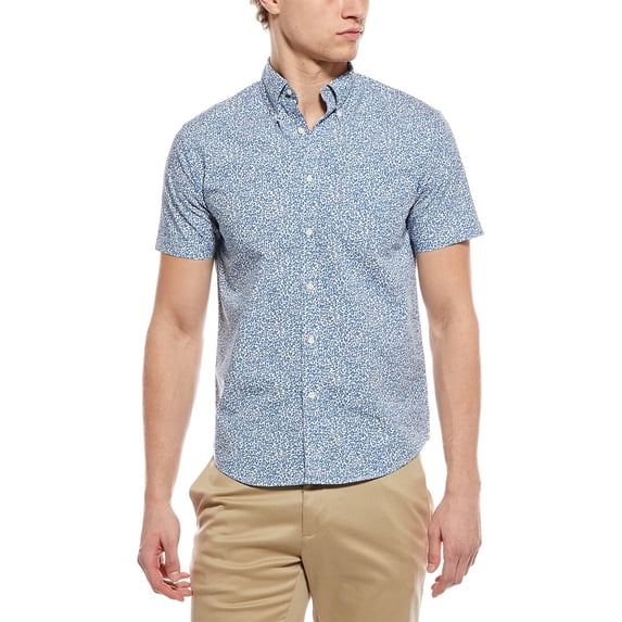Brooks Brothers mens Print Button Shirt, SM, Blue
