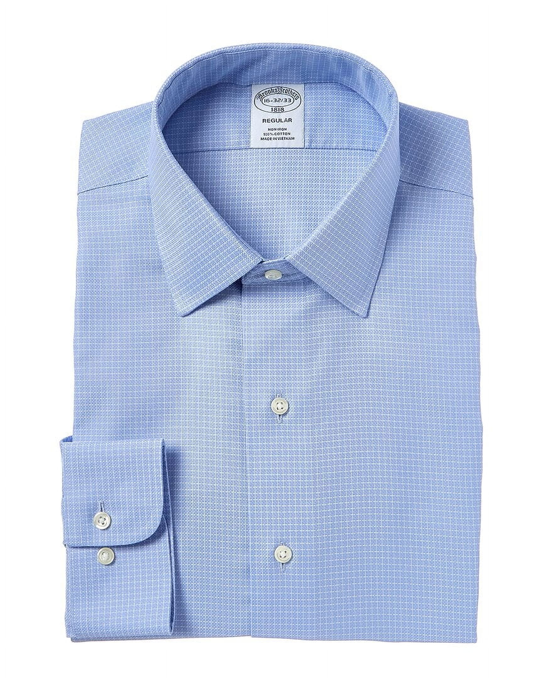 brooks brothers mens dress shirts B by Men's Regular Fit Non-Iron Spread Collar Solid Pinpoint Shirt - White a modern interpretation of a timeless silhouette CJP Classic Brooks Brothers Button