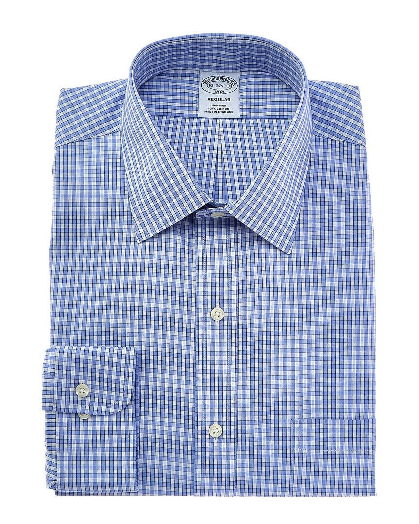 Brooks Brothers mens Regular Fit Dress Shirt, 17 34/35, Blue - Walmart.com
