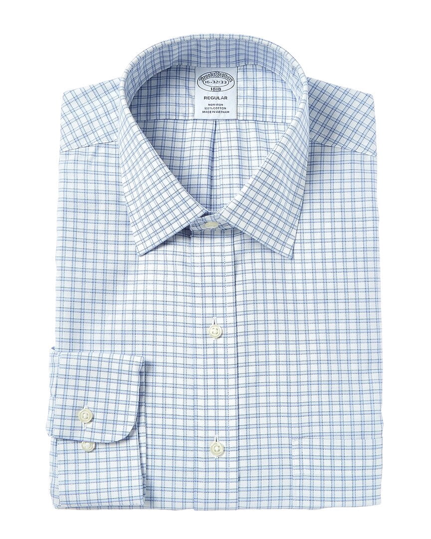 Brooks Brothers Men's Trim Fit Plaid Dress Shirt Pink Size 16.5X32