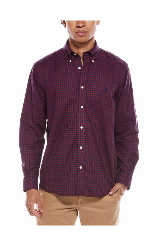 mens Regular Fit Oxford Shirt, s, Red