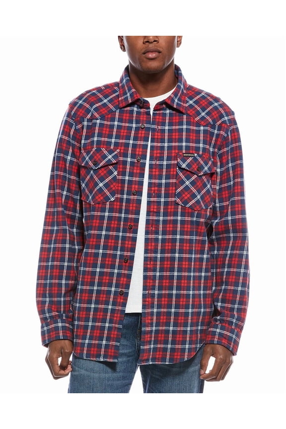 mens Rugged Twill Western Shirt, m, Red