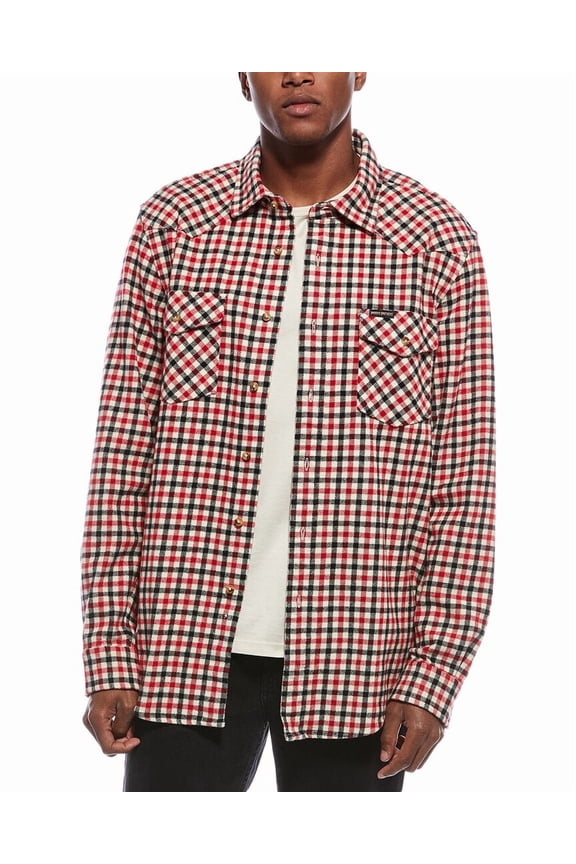 mens  Rugged Twill Western Shirt, s, Red
